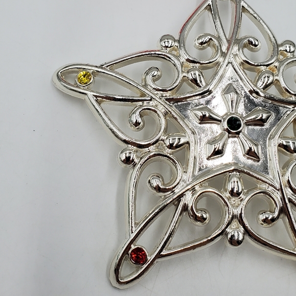 3/$15🖤 Lenox Sparkle and Scroll Silver Plated Star XMAS Ornament - Picture 3 of 5